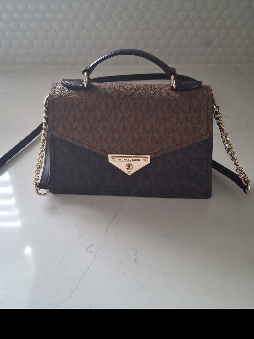 Michael Kors Grace Small Two-Tone Logo Crossbody Bag